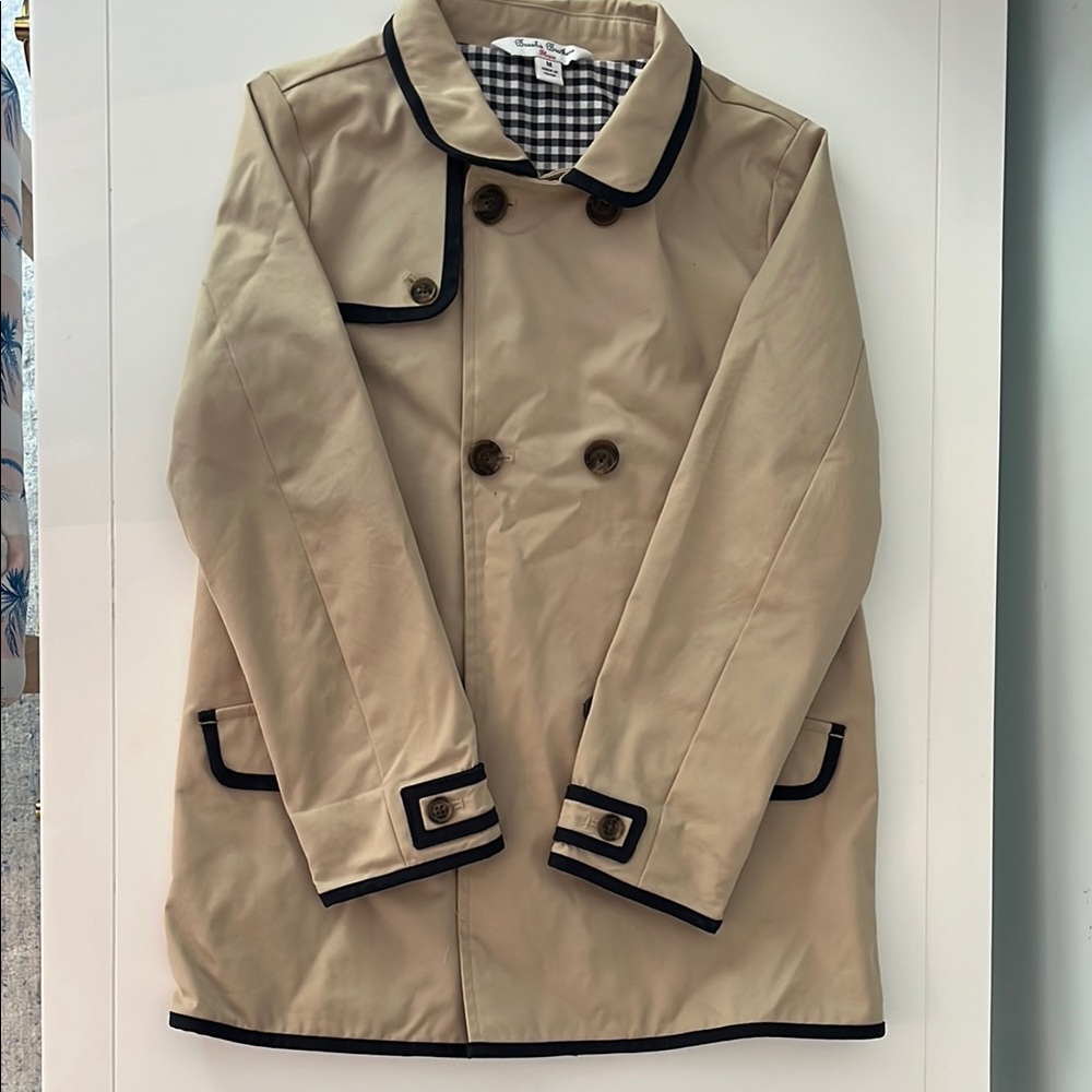 Brooks Brothers Tan and Black Raincoat with Classic Design